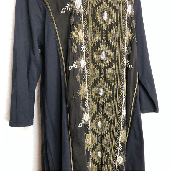 Johnny Was black army green cream embroidered dress size 1X - Picture 3 of 14